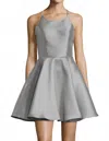 Alyce Paris Classic Halter Mini Dress In Silver In Gray