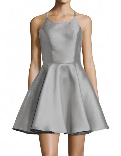 Alyce Paris Classic Halter Mini Dress In Silver In Gray