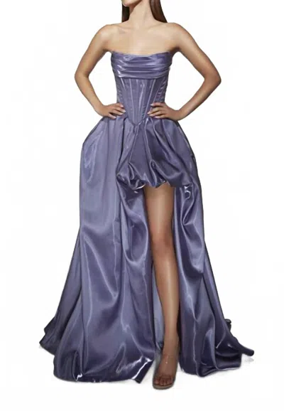 Alyce Paris Cutaway Bubble Slit Basque Waist Dress In Purple Haze In Blue