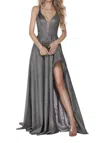 Alyce Paris Cutout Back Open Slit Prom Dress In Diamonds In Multi