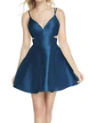 Alyce Paris Cutout Waist Short Dress In Deep Water In Multi