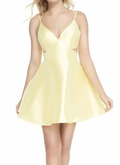 Alyce Paris Cutout Waist Short Dress In Sunshine In Yellow