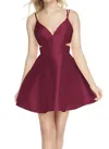 Alyce Paris Cutout Waist Short Dress In Wine In Pink