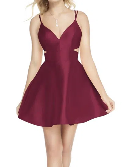 Alyce Paris Cutout Waist Short Dress In Wine In Pink