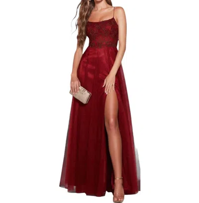 Alyce Paris Embroidered Scoop Prom Dress In Red