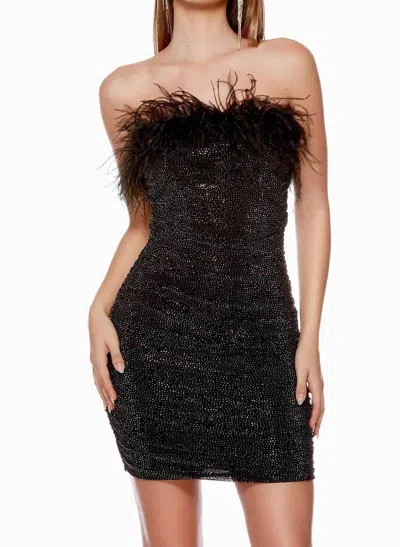 Alyce Paris Feather Trimmed Homecoming Dress In Black