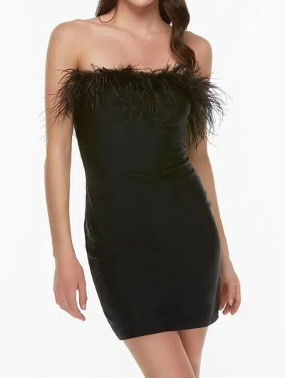 Alyce Paris Feathered Strapless Fitted Dress In Black