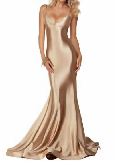 Alyce Paris Fit N Flare Satin In Gold