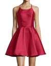 Alyce Paris Fitted Halter Cocktail Dress In Burgundy In White
