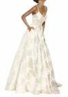 Alyce Paris Floral Ballgown In Gold/ivory In Multi