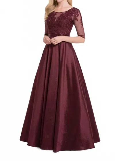 Alyce Paris Floral Embellished Ball Gown In Burgundy In Multi