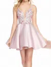 Alyce Paris Floral Mini Dress In Pink Alabaster In Purple