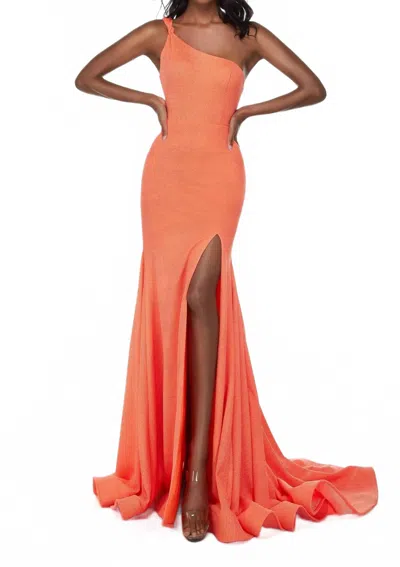 Alyce Paris Glitter Jersey Fit And Flare Dress In Tiger Lily In Multi