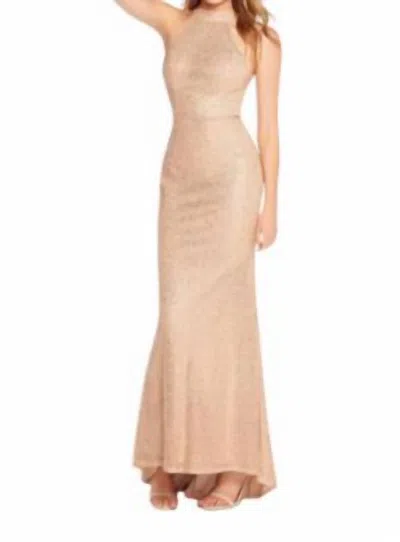 Alyce Paris Halter Neck Gown In Rose Gold In Pink