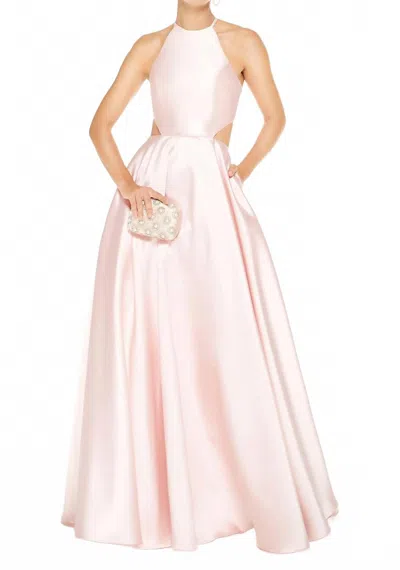 Alyce Paris High Neck Simple Gown In French Pink
