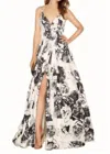 ALYCE PARIS JACQUARD PRINT GOWN IN FRENCH VANILLA