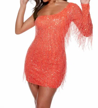 Alyce Paris Jersey Knit Lace Dress In Coral In Orange