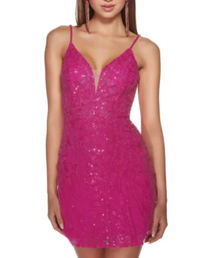 Alyce Paris Lace Mini Dress In Raspberry In Multi