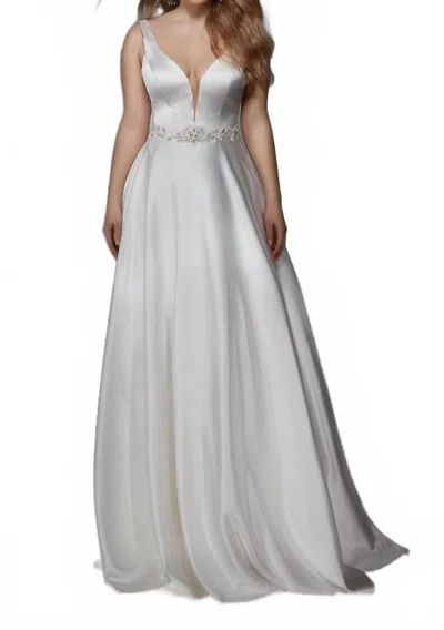 Alyce Paris Long Prom Dress In Diamond White In Multi