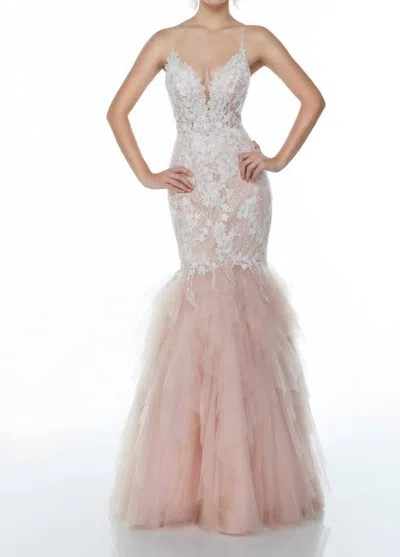 Alyce Paris Mermaid Dress In Ivory And Mademoiselle In Pink
