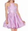 Alyce Paris Metallic Mini Dress In Lilac In Neutral