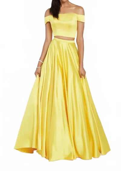 Alyce Paris Off The Shoulder Two Piece Satin Ball Gown In Yellow