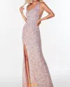 Alyce Paris One Shoulder Side Slit Formal Dress In Vintage Opal In Gray