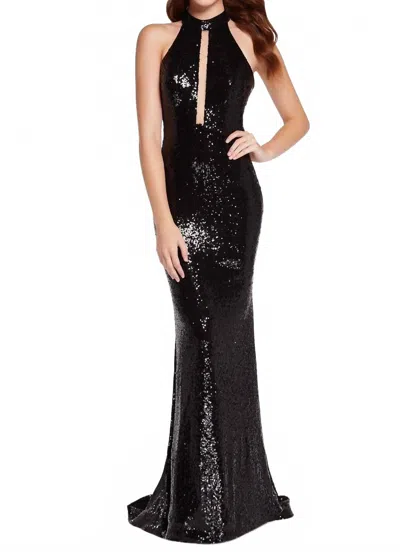 Alyce Paris Oracle Cutout Halter Gown In Black