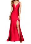 Alyce Paris Power Jersey Open Back Dress In Red In Red