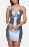Alyce Paris Satin Twist Front Short Dress In French Blue