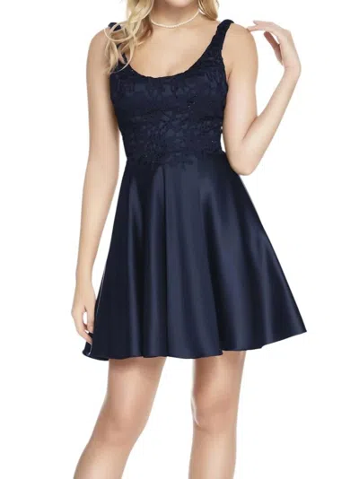 Alyce Paris Scoop Neck Short Dress In Navy In Blue