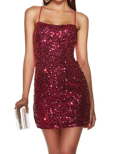 Alyce Paris Scoop Sequins Cocktail Dress In Raspberry In Red