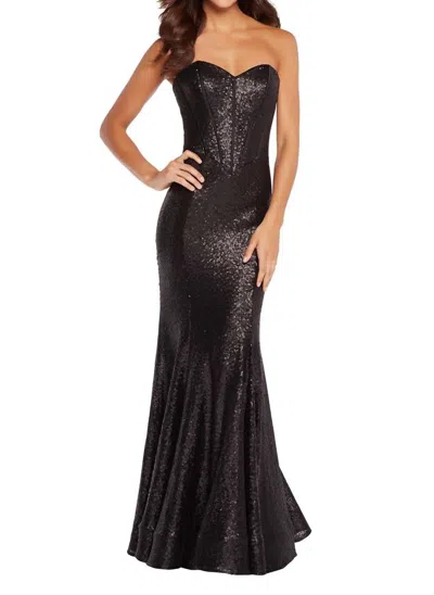 Alyce Paris Sequin Strapless Mermaid Gown In Black In Multi