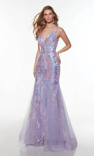 Alyce Paris Sequin Tulle Fit And Flare Gown In Orchid In Purple
