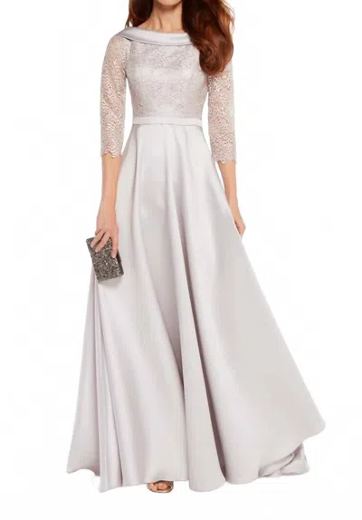 Alyce Paris Shimmering Sequin Boatneck Lace Gown In Silver In Gray