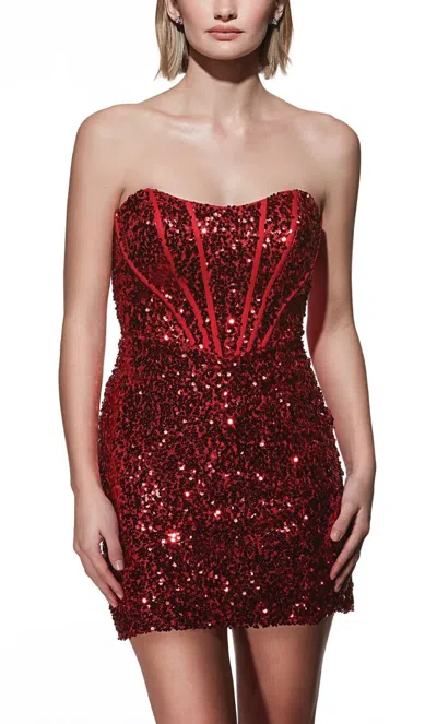 Alyce Paris Short Fitted Mini Dress In Red