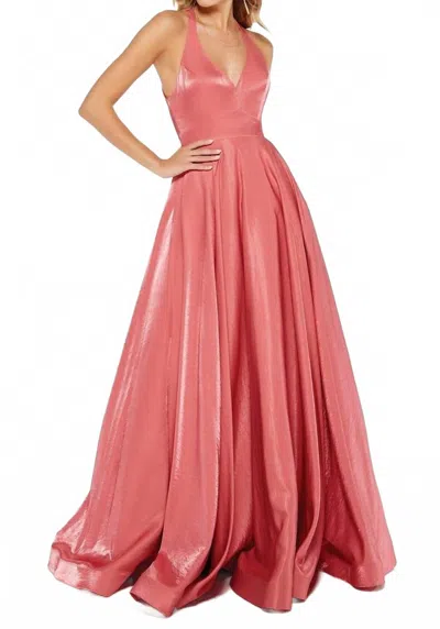 Alyce Paris Silk Charmeuse V Neck Gown In Demure In Pink