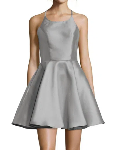 Alyce Paris Sleeveless Halter Cocktail Prom Dress In Silver In Gray