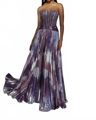 Alyce Paris Sleeveless Prom Dress In Purple/multi