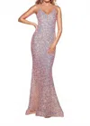 Alyce Paris Sparkly Mermaid Gown In Rose Opal