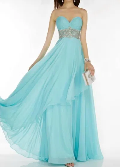 Alyce Paris Strapless Chiffon Prom Dress In Light Turquoise In Multi