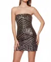 Alyce Paris Strapless Geometric Sequin Dress In Black Charcoal