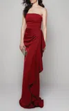 Alyce Paris Strapless Gown With Side Rouching In Claret In Red