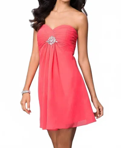 Alyce Paris Strapless Pleated Empire Cocktail Dress In Watermelon In Pink