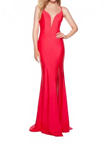Alyce Paris Strappy Back Plunging Dress In Watermelon In Red