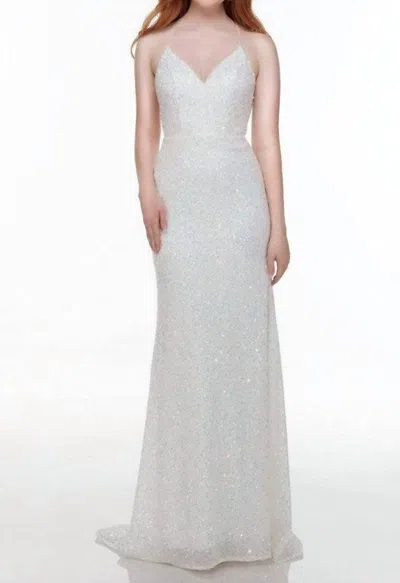 Alyce Paris Strappy Back Sequin Prom Gown In Magic Opal In White