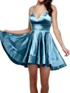Alyce Paris Strappy Short Dress In French Blue In Multi