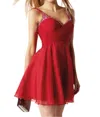 Alyce Paris Surplice Bodice Beaded Chiffon Dress In Claret In Yellow