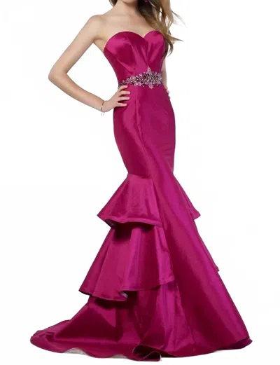 Alyce Paris Sweetheart Flared Layered Skirt Gown In Berry In Pink