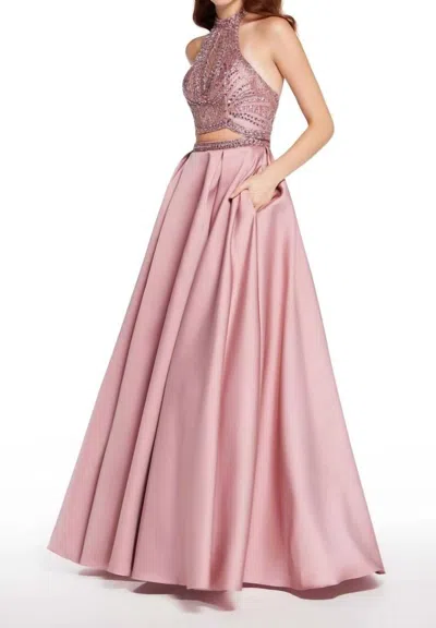 Alyce Paris Two Piece Halter Beaded Prom Dress In English Rose In Pink